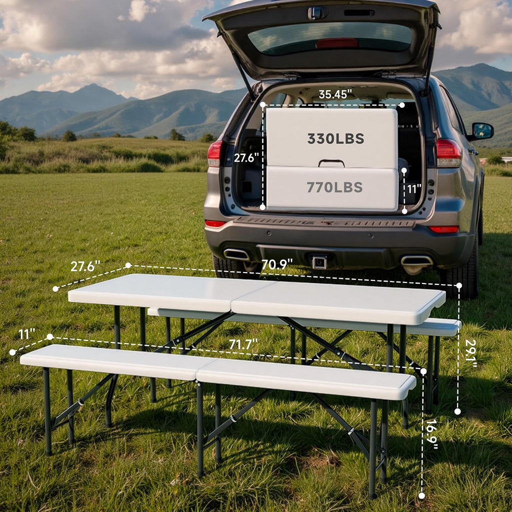 6FT HDPE Folding Picnic Table Set