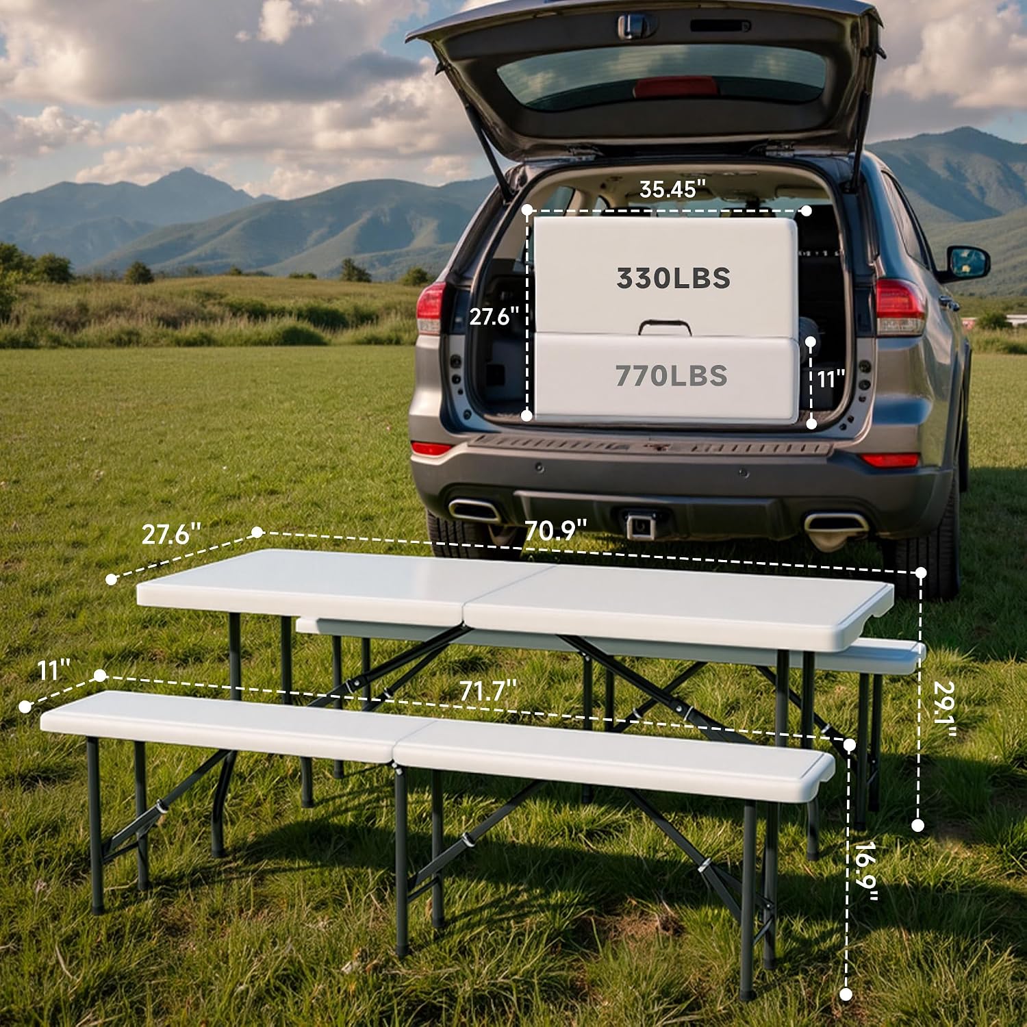 6FT HDPE Folding Picnic Table Set