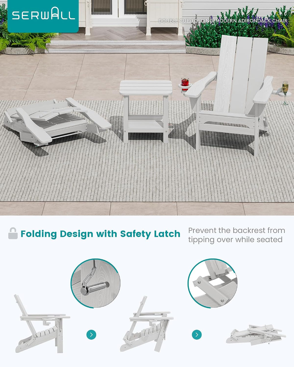 2 Pack HDPE Folding Adirondack Chairs