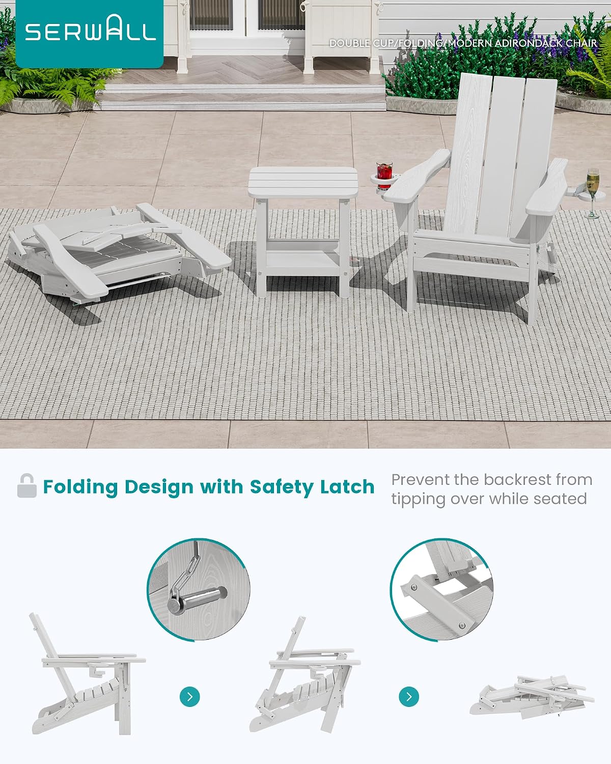 2 Pack HDPE Folding Adirondack Chairs