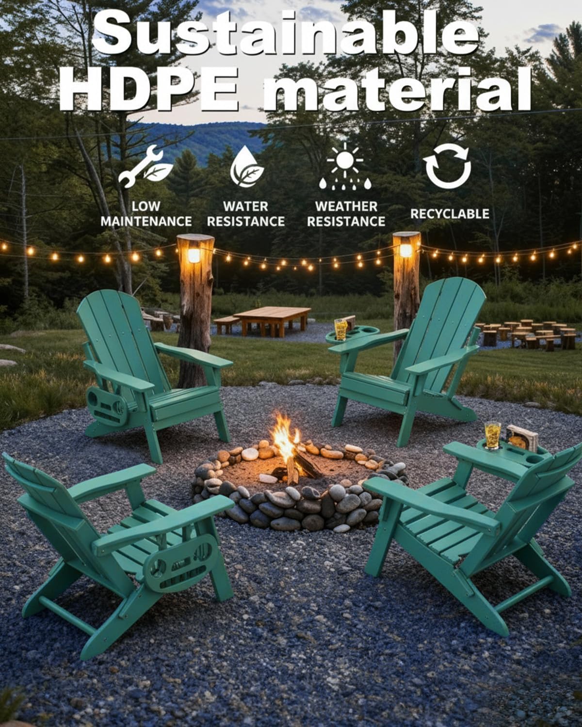 4 Pack Adjustable HDPE Adirondack Chairs