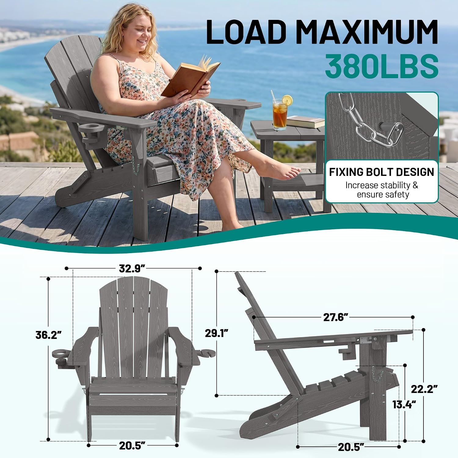 2 Pack Adjustable HDPE Adirondack Chairs
