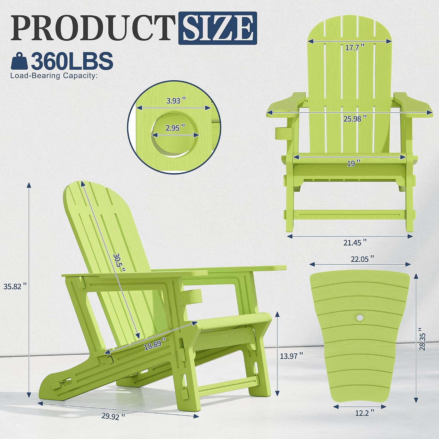 3-Piece HDPE Adirondack Chair Set
