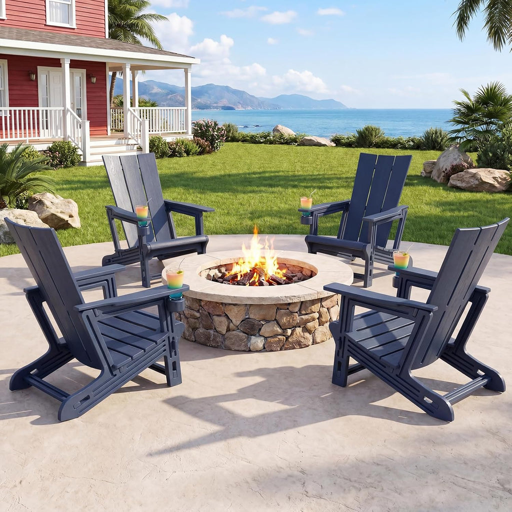 2 Pack HDPE Adirondack Chairs With Cup Holders