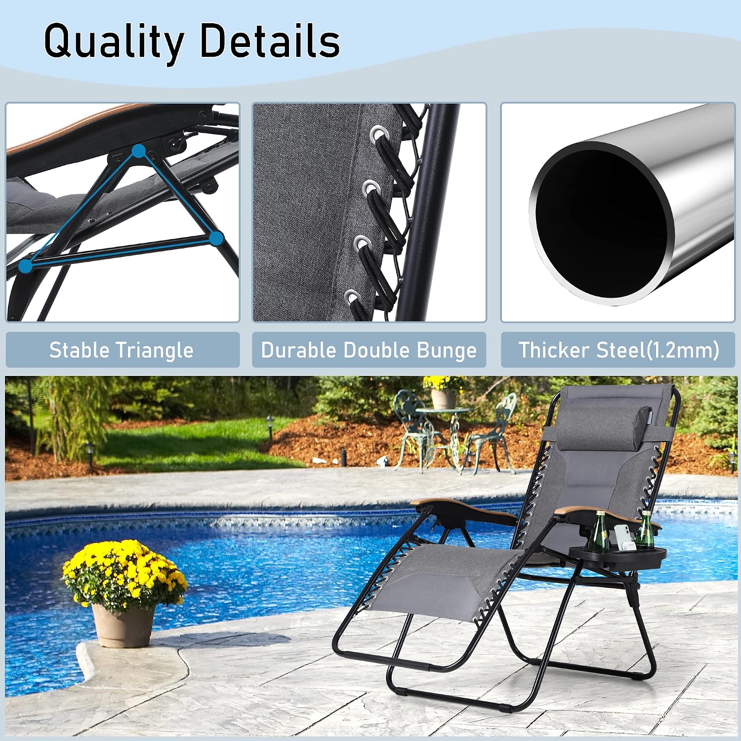 2 Pack XXL Padded Zero Gravity Chairs