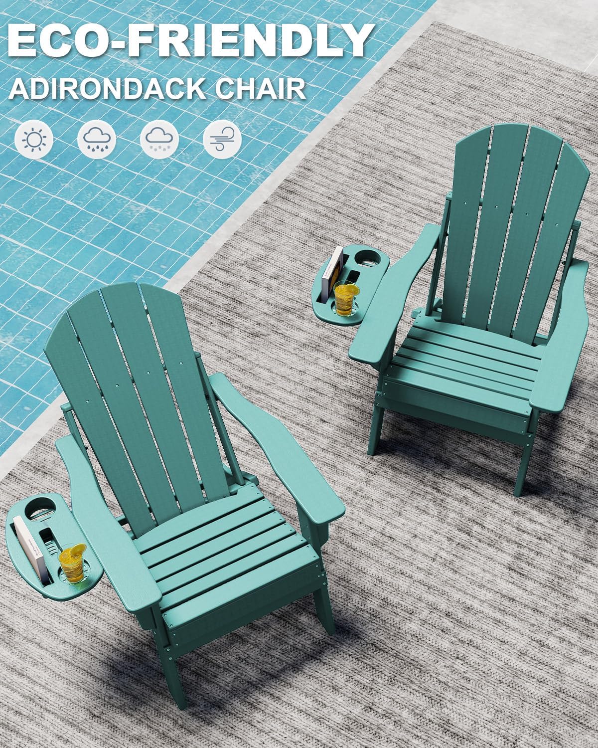 4 Pack Adjustable HDPE Adirondack Chairs