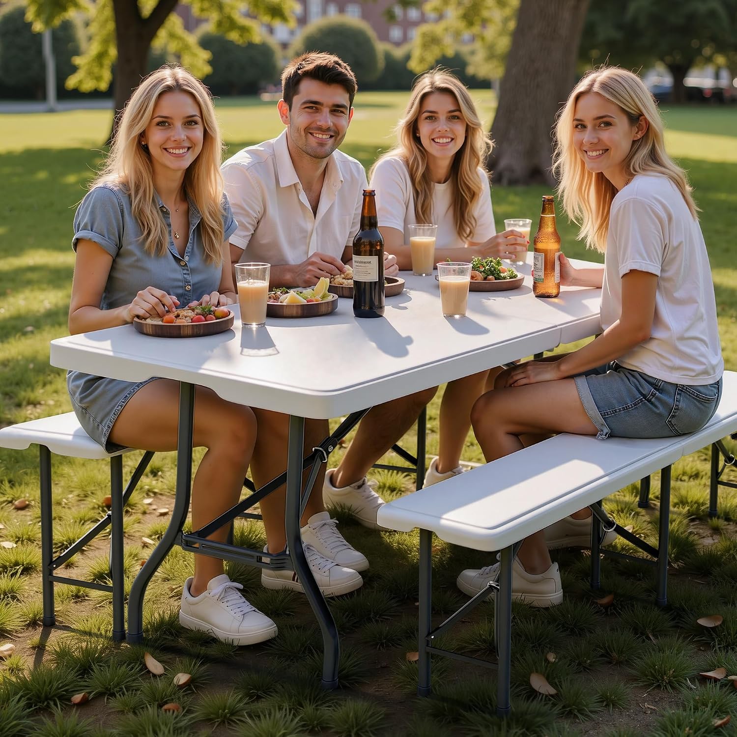 6FT HDPE Folding Picnic Table Set