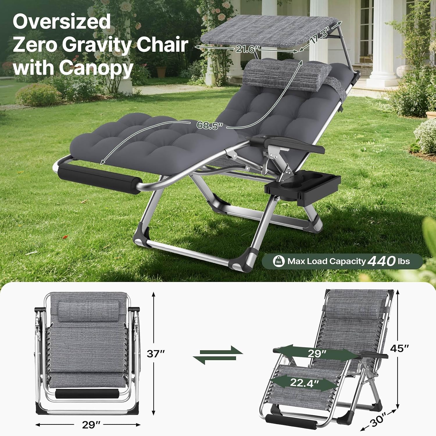 Suteck XL Zero Gravity Chair With Canopy