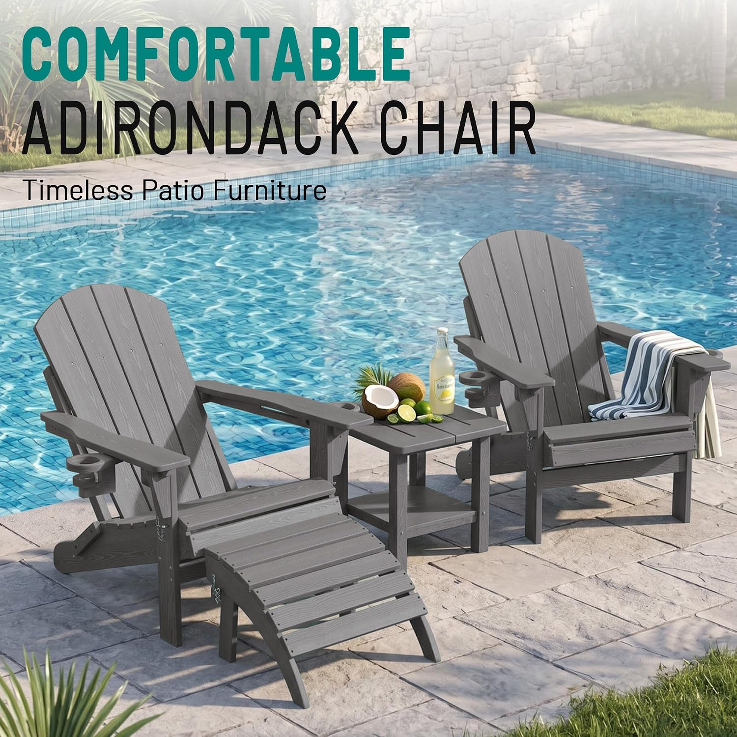 2 Pack Adjustable HDPE Adirondack Chairs