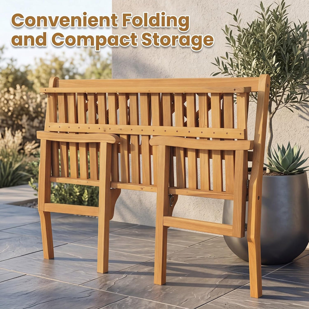 4Ft Foldable Acacia Wood Garden Bench