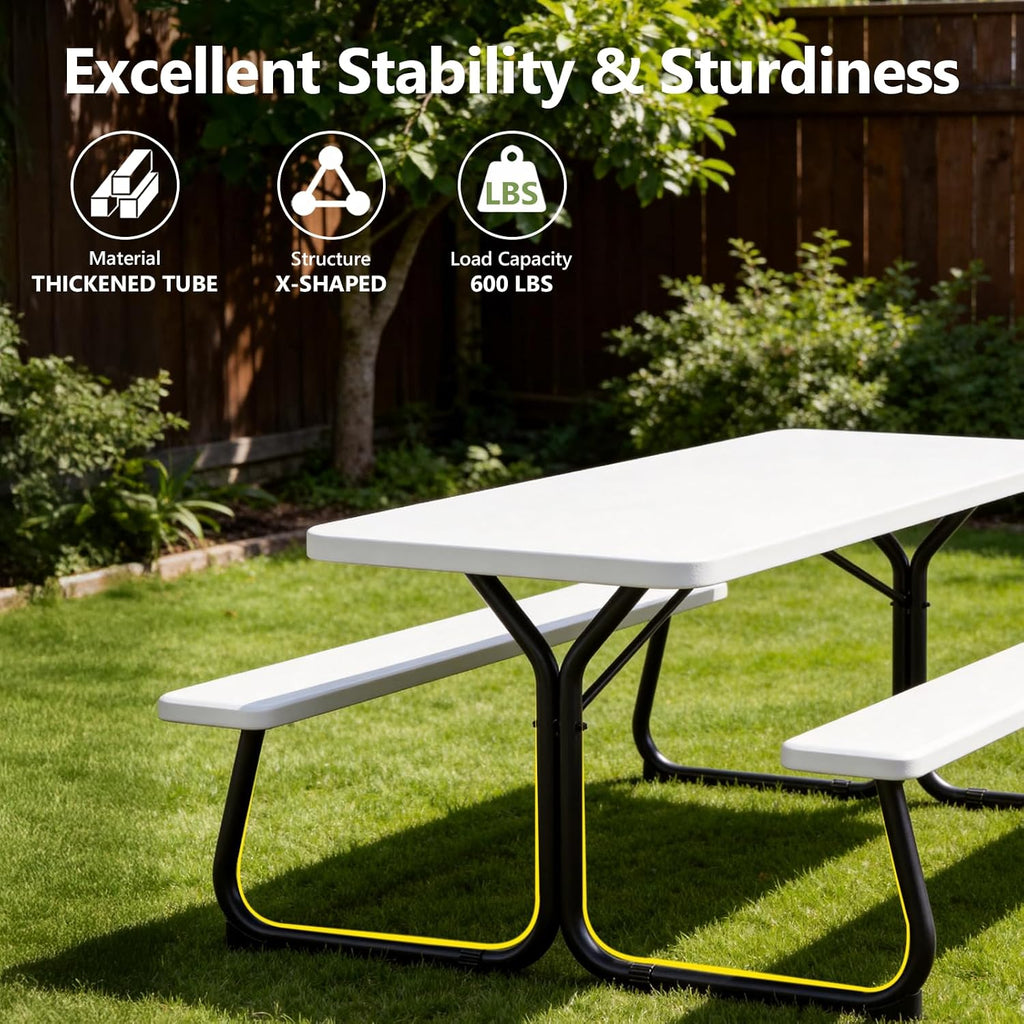 6FT Outdoor 8-Person Heavy Duty Picnic Table Set