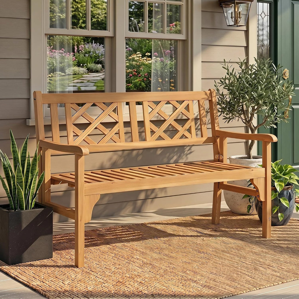 4Ft Foldable Acacia Wood Garden Bench