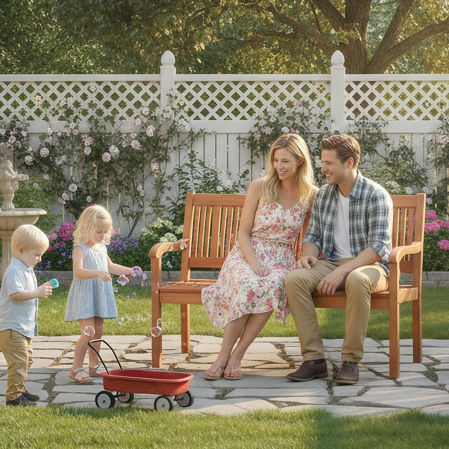 50" Solid Wood Patio Garden Bench