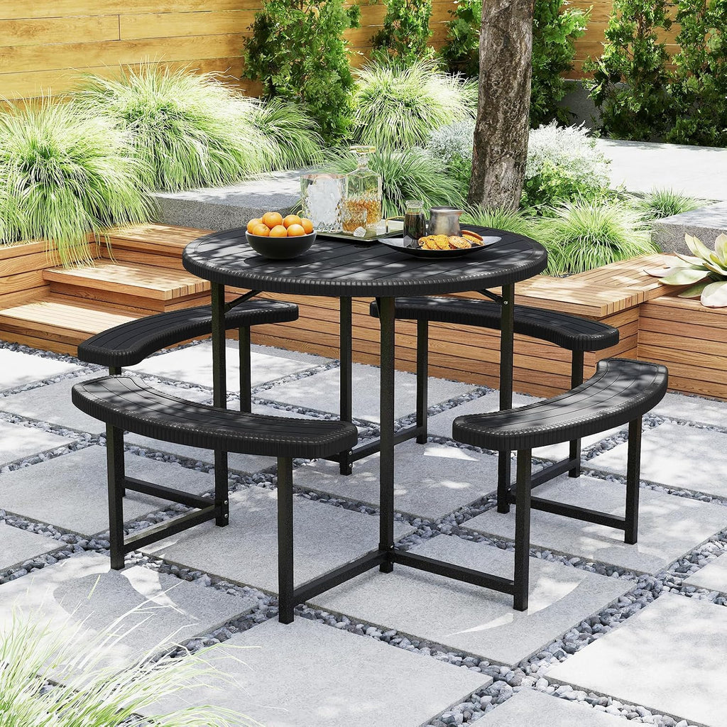 Round HDPE Picnic Table Set