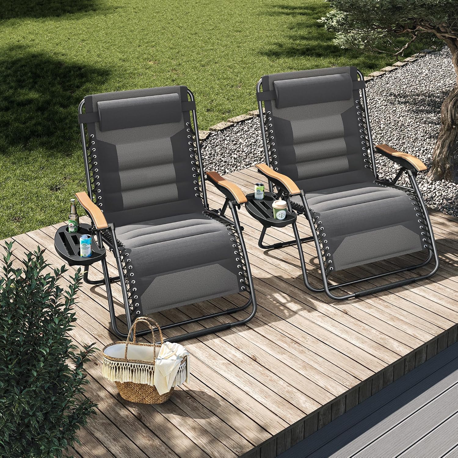 2 Pack XXL Padded Zero Gravity Chairs