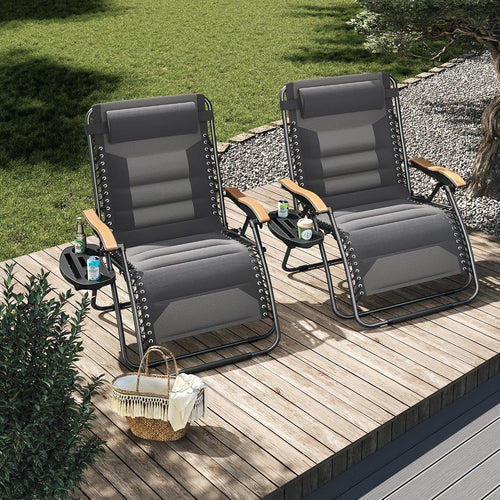 2 Pack XXL Padded Zero Gravity Chairs