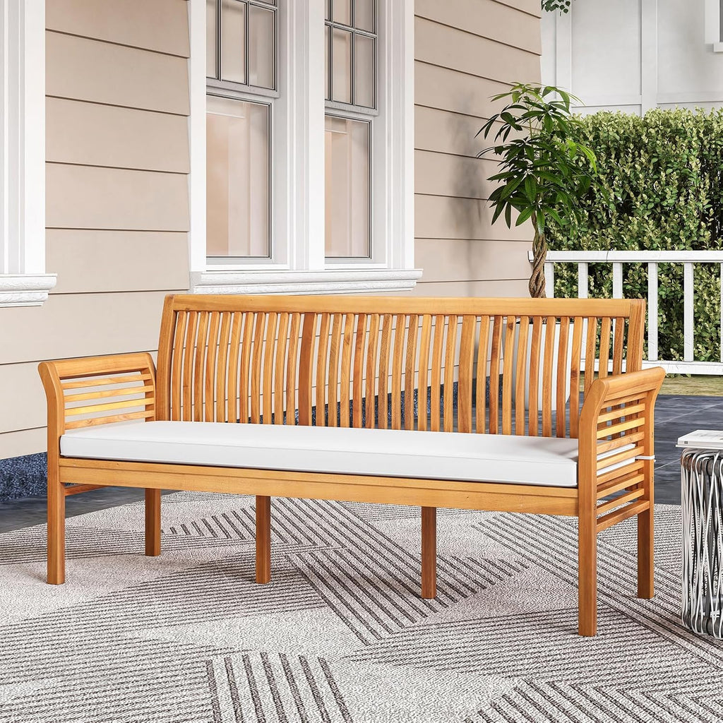 62.5" 3-Seater Acacia Wood Patio Bench