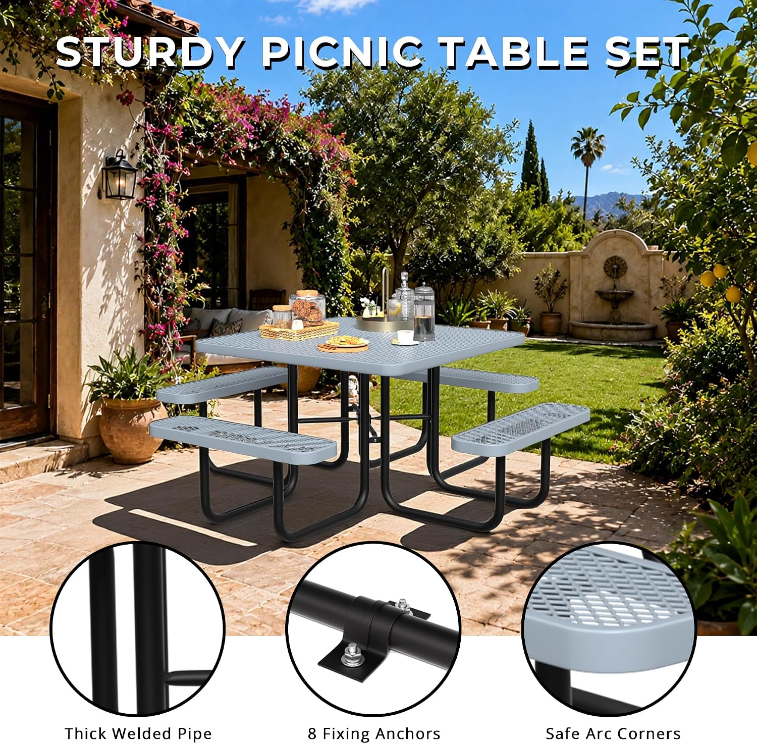 Square Commercial Outdoor Picnic Table