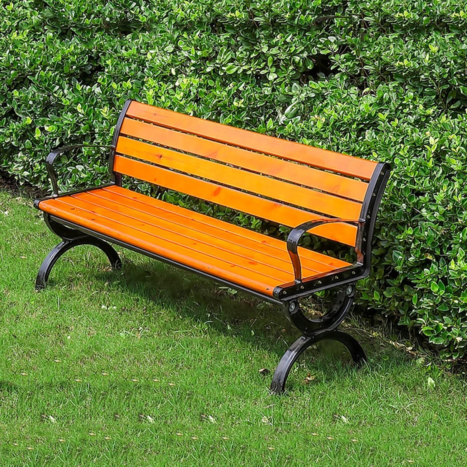 67" Cast Aluminum Wood Outdoor Garden Bench
