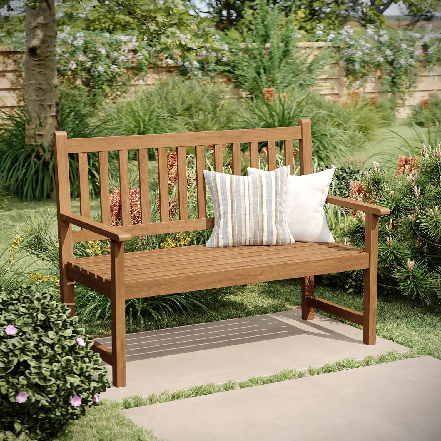 Flash Furniture Acacia Wood 2-Seater Patio Bench