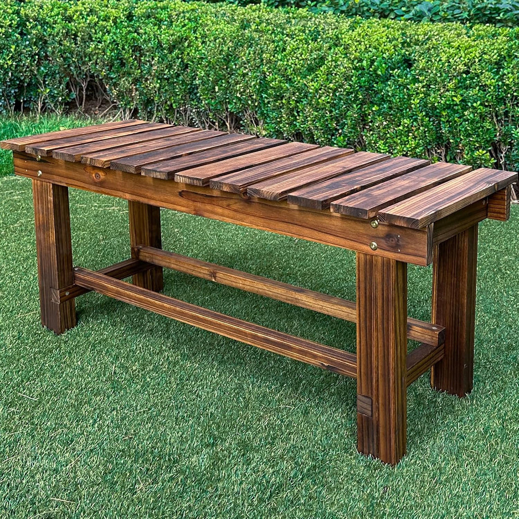 2-Seater Backless Wooden Garden Bench